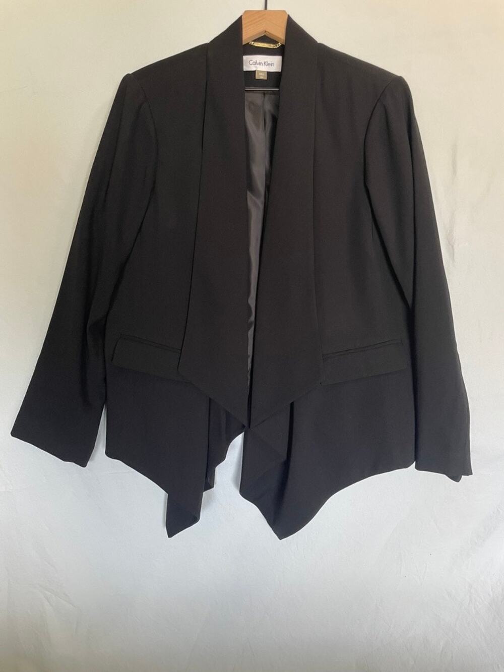 Calvin Klein Women's Black Open Front Waterfall Blazer Jacket Plus Size 18W